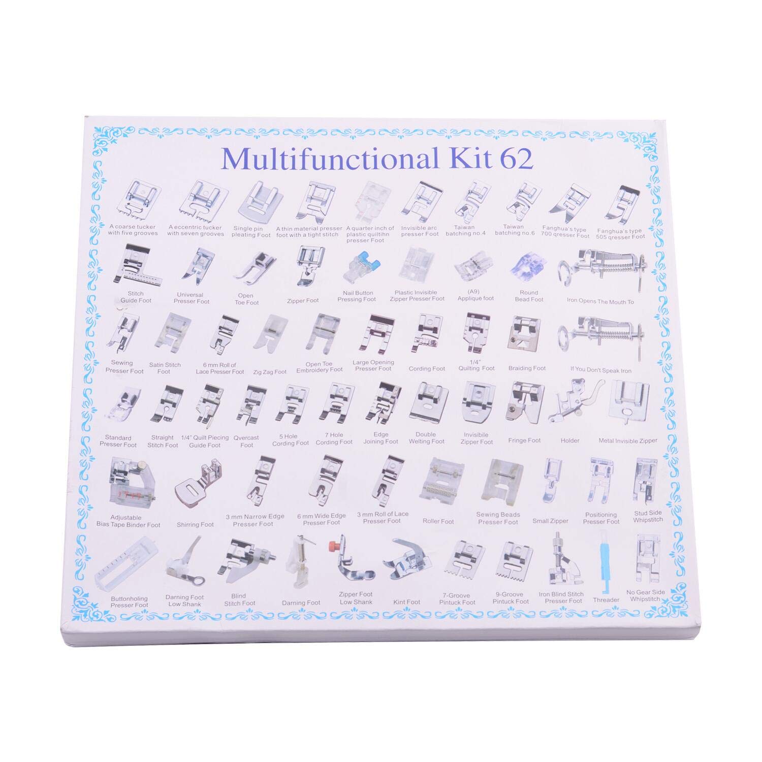 62pcs Sewing Machine Presser Foot Set, Professional Domestic